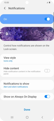 Press the indicators next to the required settings to turn them on or off.