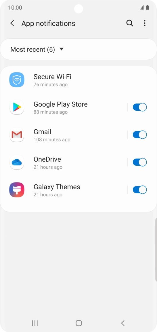 Press the indicators next to the required apps to turn the function on or off.