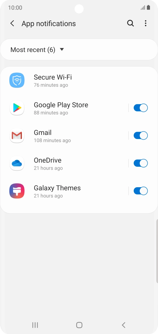 Press the indicators next to the required apps to turn the function on or off.