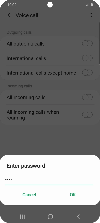 Key in your barring password and press OK.