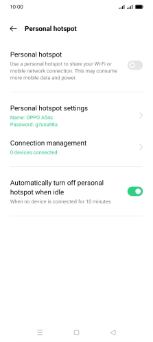 Press Personal hotspot settings.