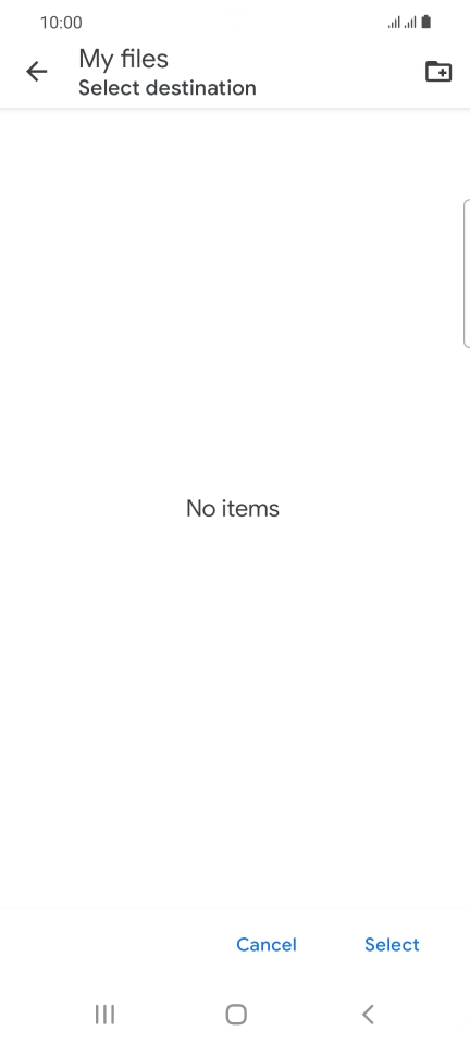 To create a new folder, press the new folder icon and follow the instructions on the screen to create a new folder.