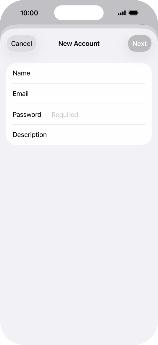Press Password and key in the password for your email account.