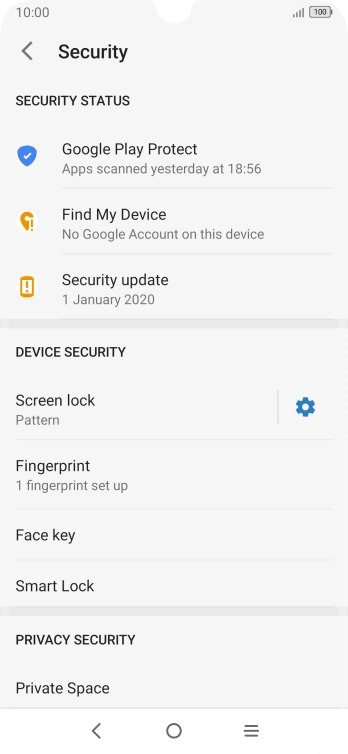 Press Screen lock and key in the additional phone lock code you created earlier.