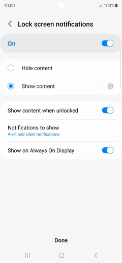 Press the required settings to turn them on or off.