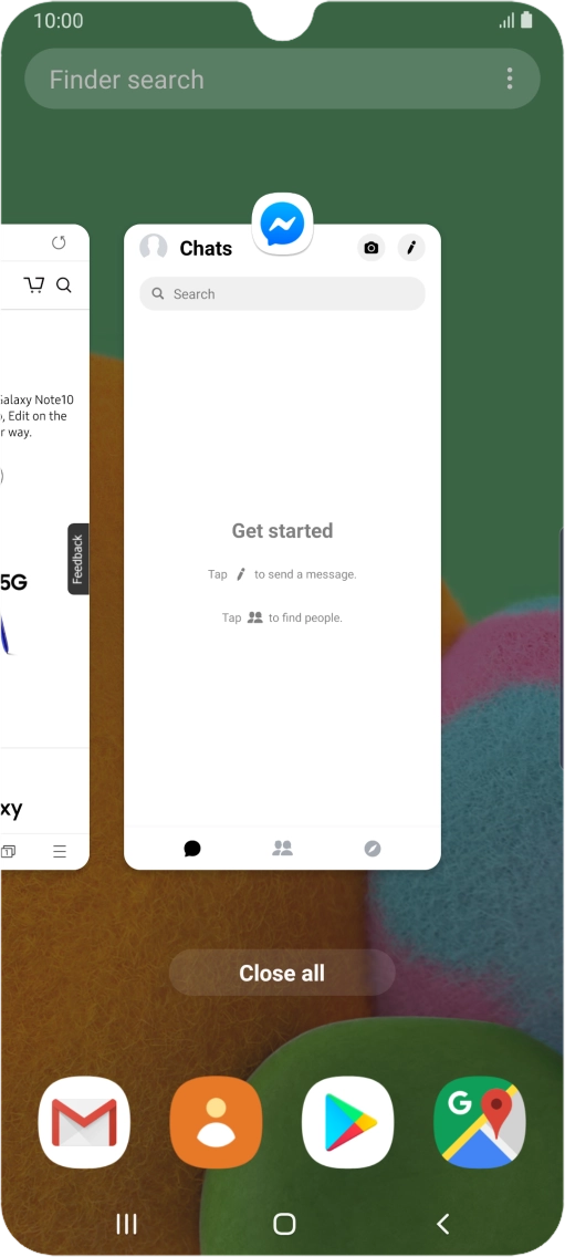 To end one running application, slide your finger upwards on the required application.