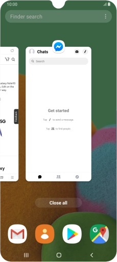 To end one running application, slide your finger upwards on the required application.