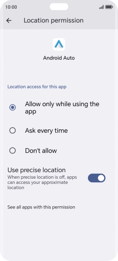 Press the required setting.