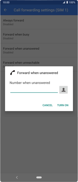 Key in +447953222222 and press TURN ON.