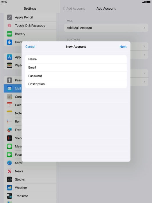 Press Description and key in the required name.