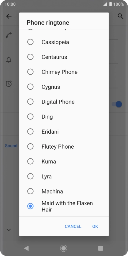 Press the required ring tone.