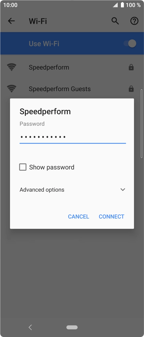 Key in the password for the Wi-Fi network and press CONNECT.