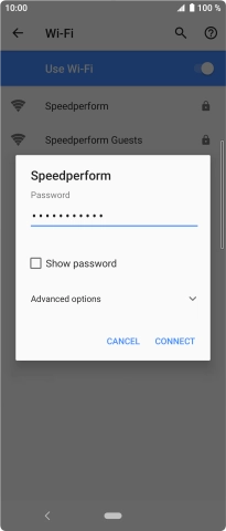 Key in the password for the Wi-Fi network and press CONNECT.