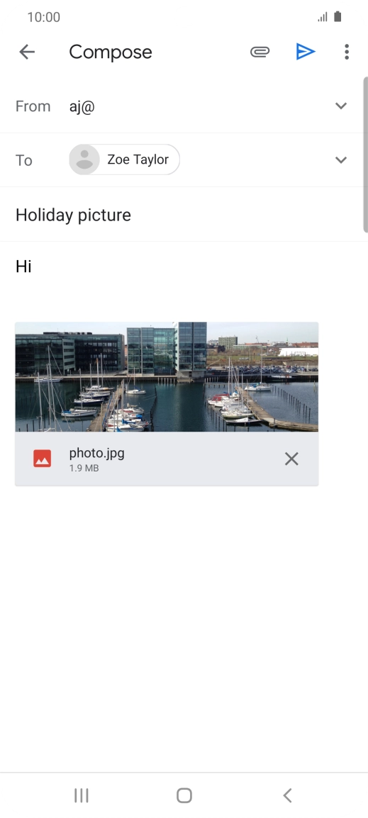 Press the send icon when you've finished your email.