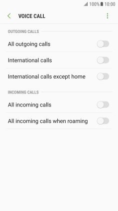 Press the indicator next to the required barring type.