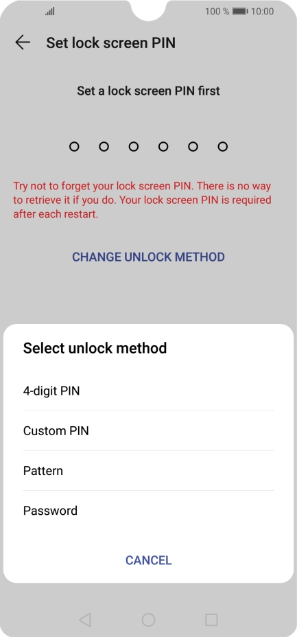 Press the required phone lock code and follow the instructions on the screen to create an additional phone lock code.