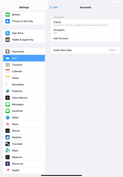 Press the name of the email account you've just set up.