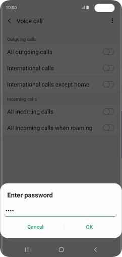Key in your barring password and press OK.