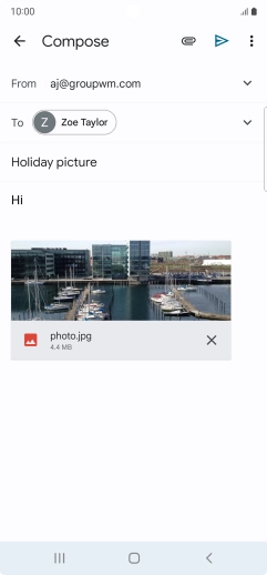 Press the send icon when you've finished your email.