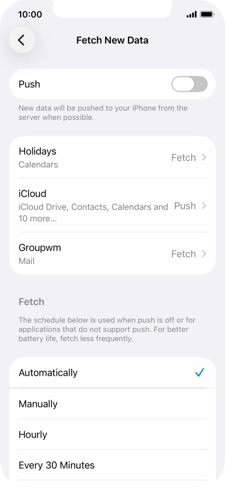 If you turn off the function, press the required setting.