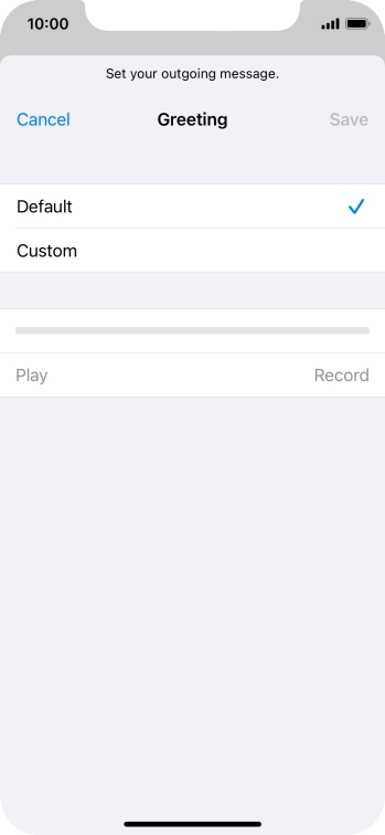 Press Default to select the default greeting.
