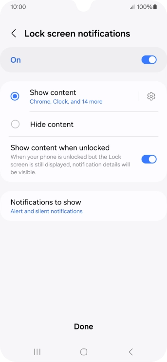 Press the required settings to turn them on or off.