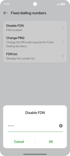 Key in your PIN2 and press OK. The default PIN2 is 0000.
