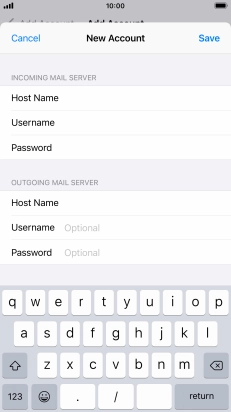 Press Username and key in the username for your email account.