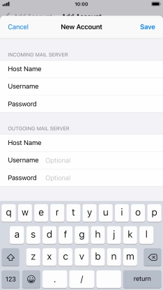 Press Username and key in the username for your email account.