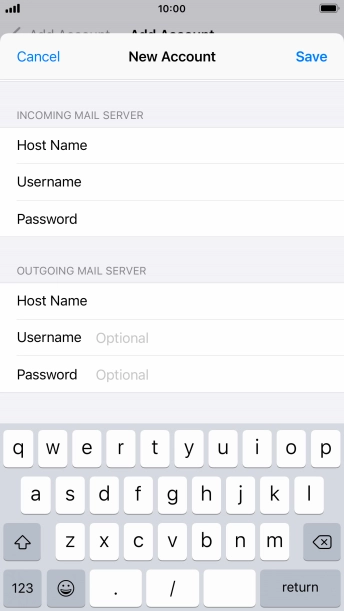 Press Username and key in the username for your email account.