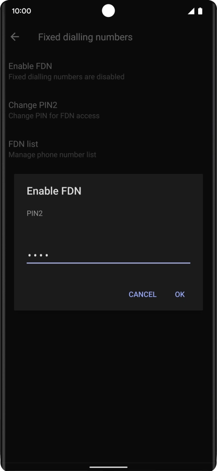 Key in your PIN2 and press OK. The default PIN2 is 0000.