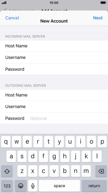 Press Password and key in the password for your email account.