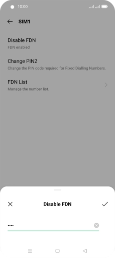 Key in the PIN2 and press the confirm icon. The default PIN2 is 0000.