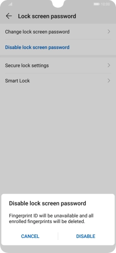 Key in the current phone lock code and press DISABLE.