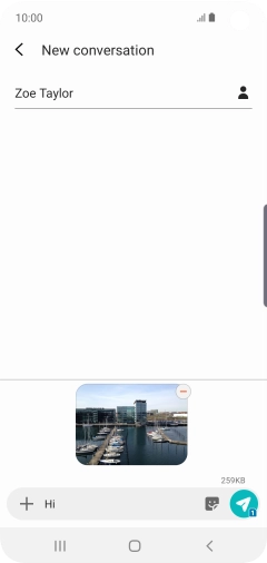 Press the send icon when you've finished your MMS.
