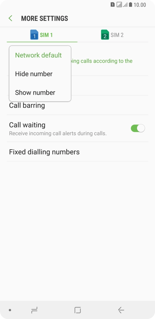 Press Show number to turn on caller identification.