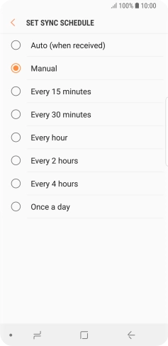 Press the required setting.