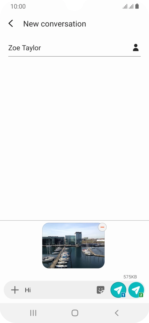 Press the send icon when you've finished your MMS.
