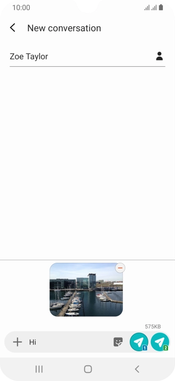 Press the send icon when you've finished your MMS.