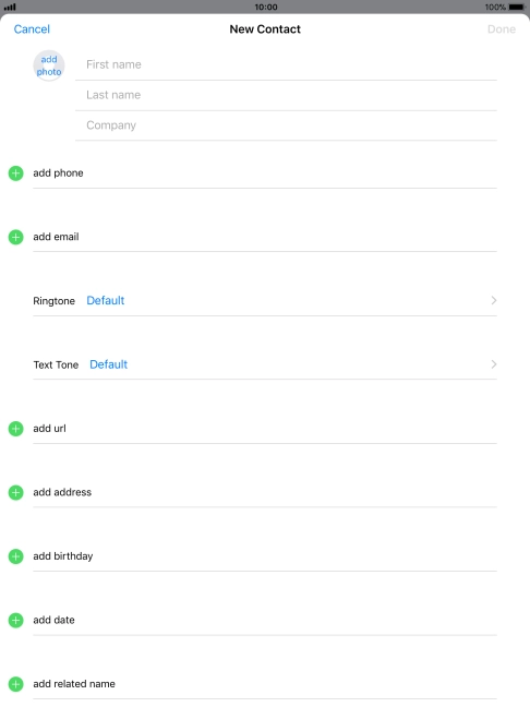 Press First name and key in the first name.