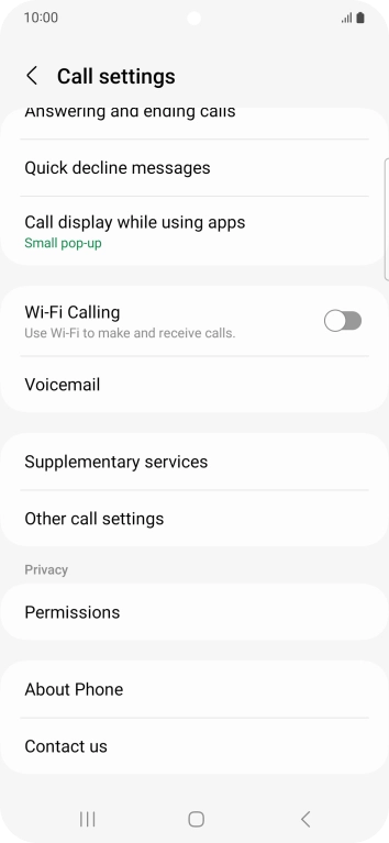 Press Supplementary services.