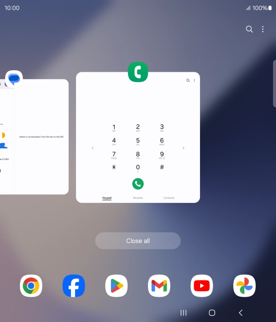 To end one running application, slide your finger upwards on the required application.
