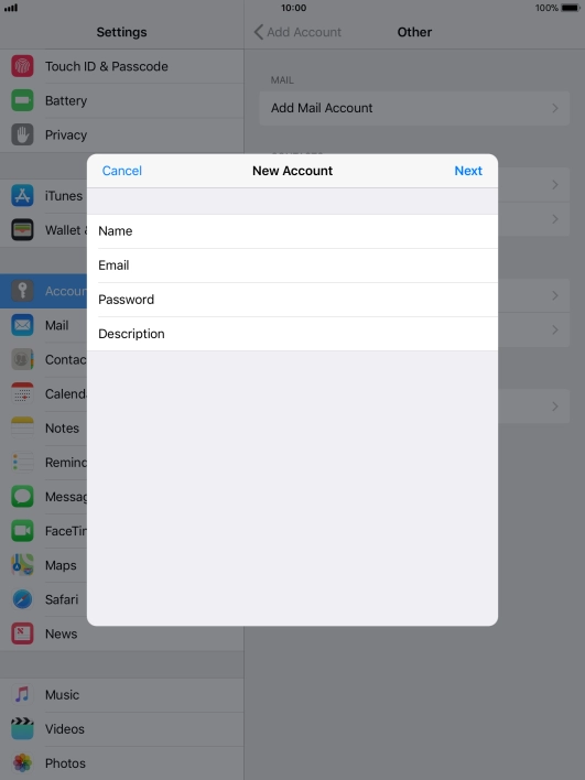 Press Description and key in the required name.