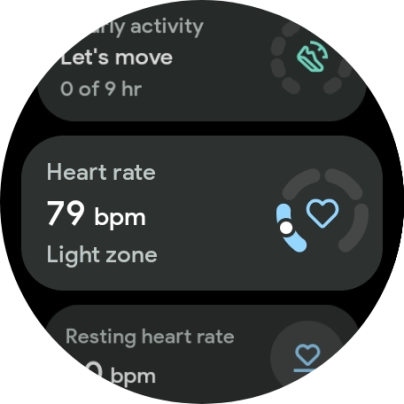 Your heart rate is displayed below Heart rate.
