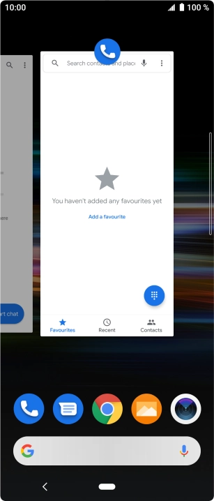 Slide your finger right starting from the left side of the screen.