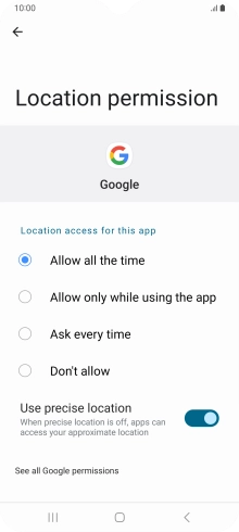 Press the required setting.
