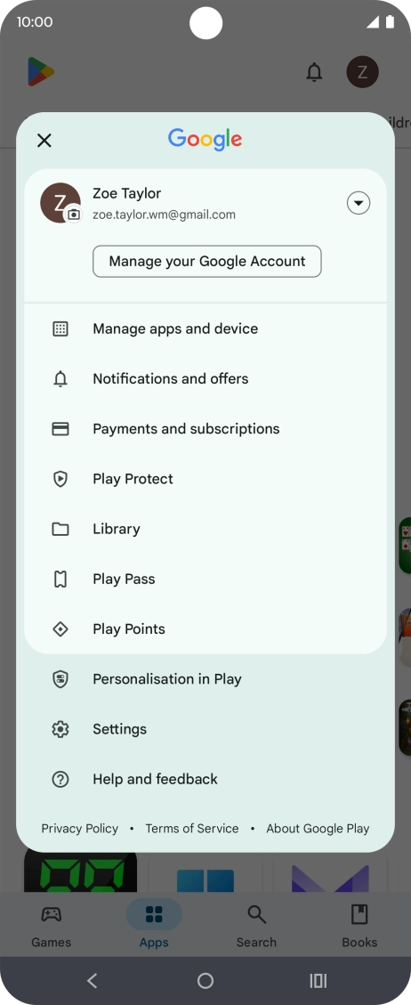 Press Manage apps and device.