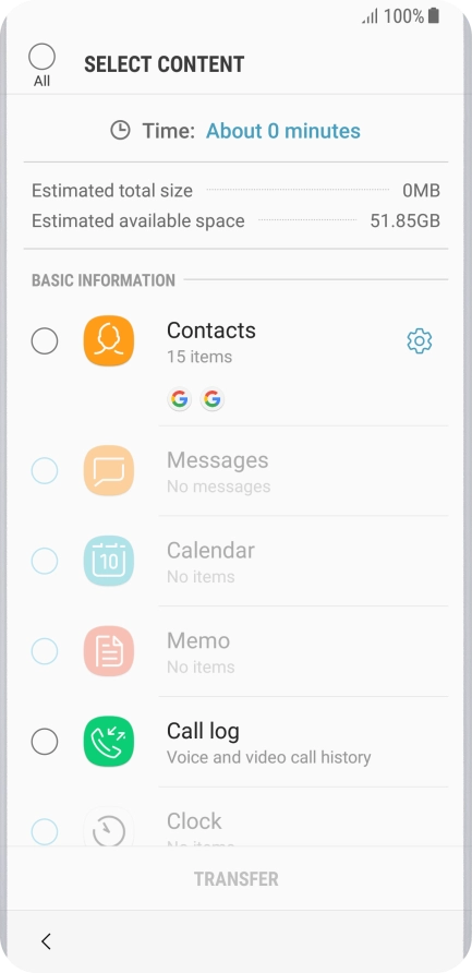 Press the required data types.