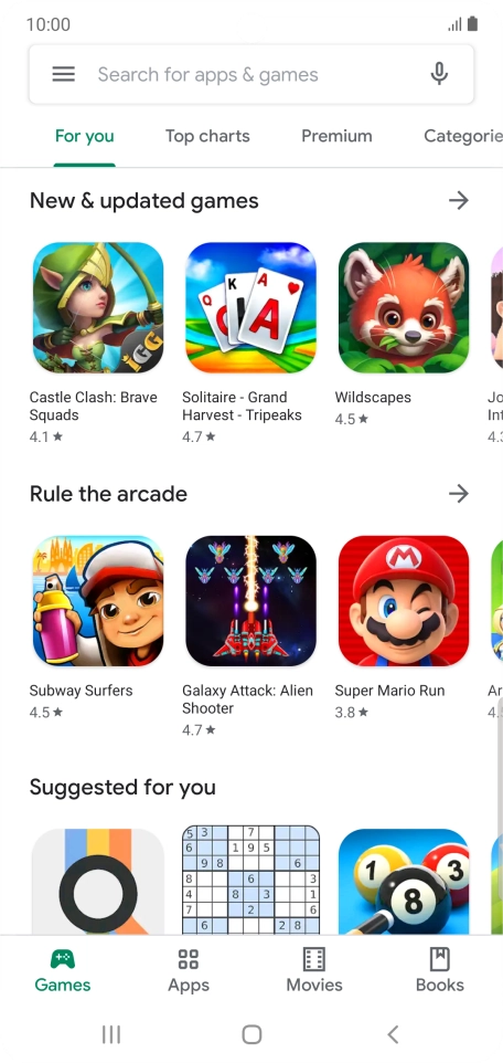 Press the search field.