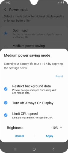 Press Apply to turn on the function.